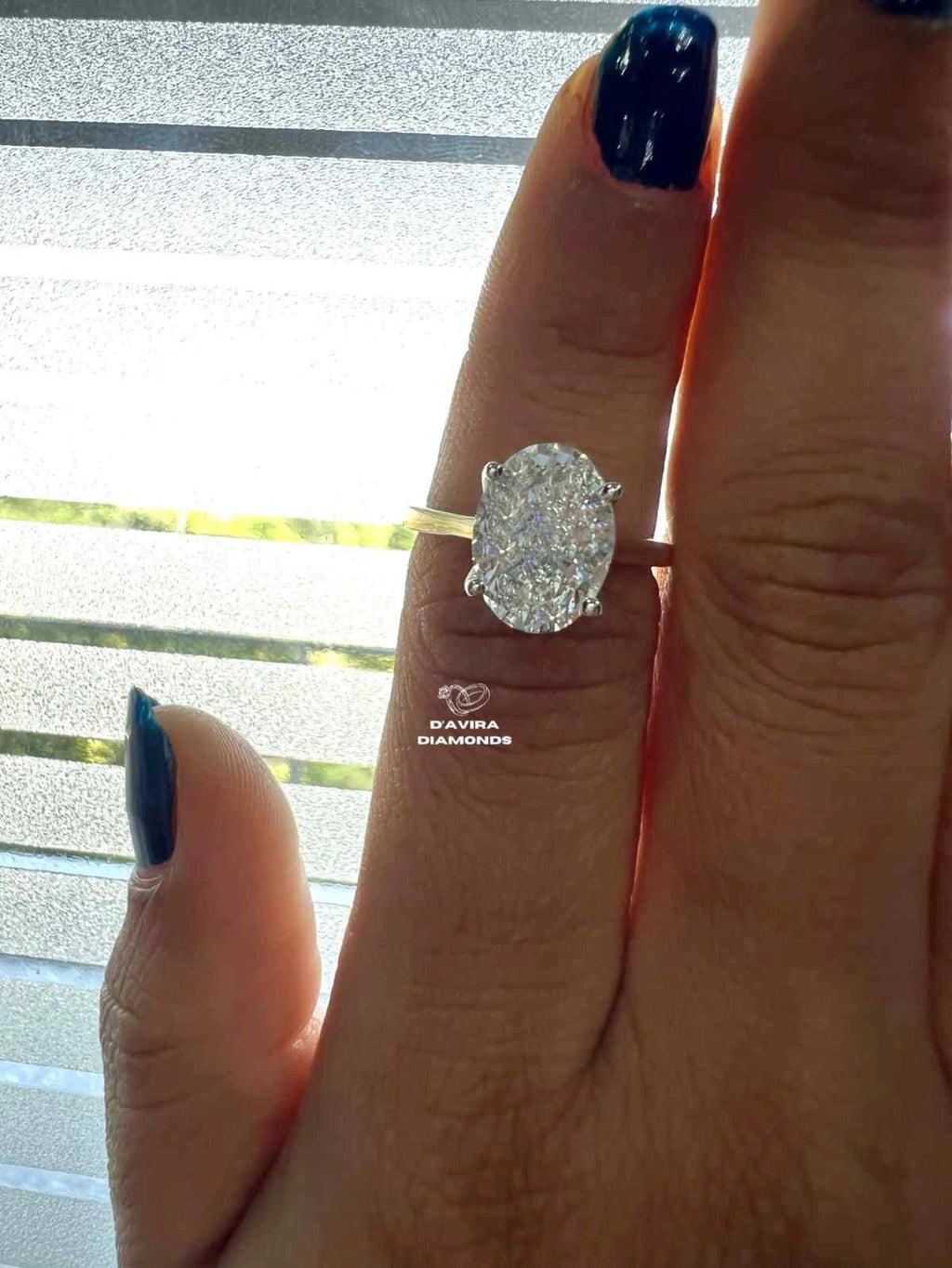 Solitaire Oval Cut Tulip Set Lab Diamond Ring