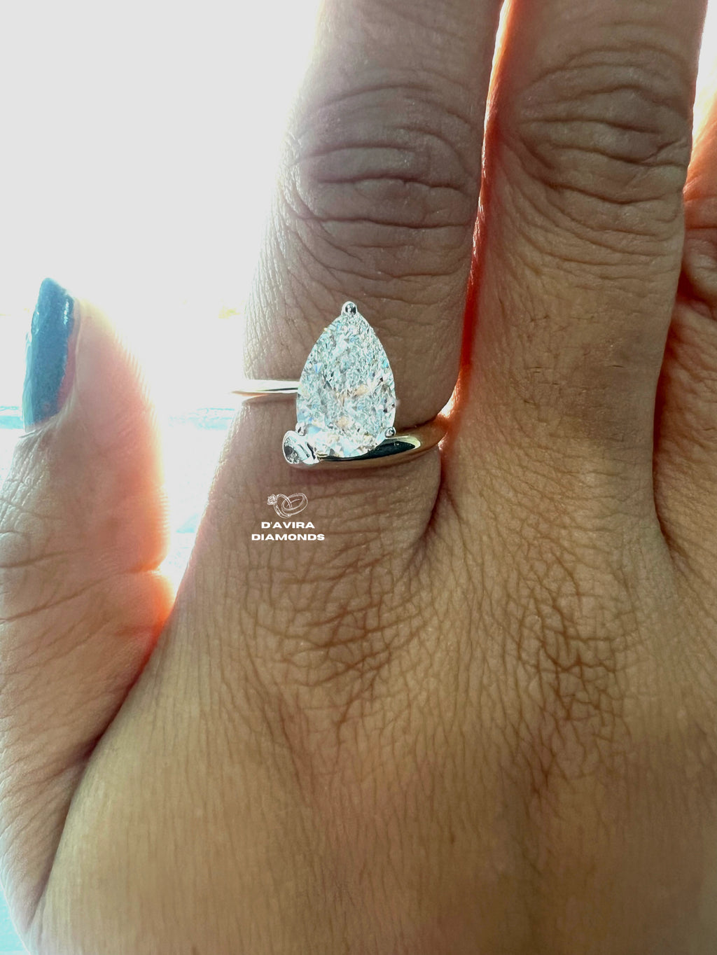 Bypass Pear Cut Bezel Set Wedding Ring