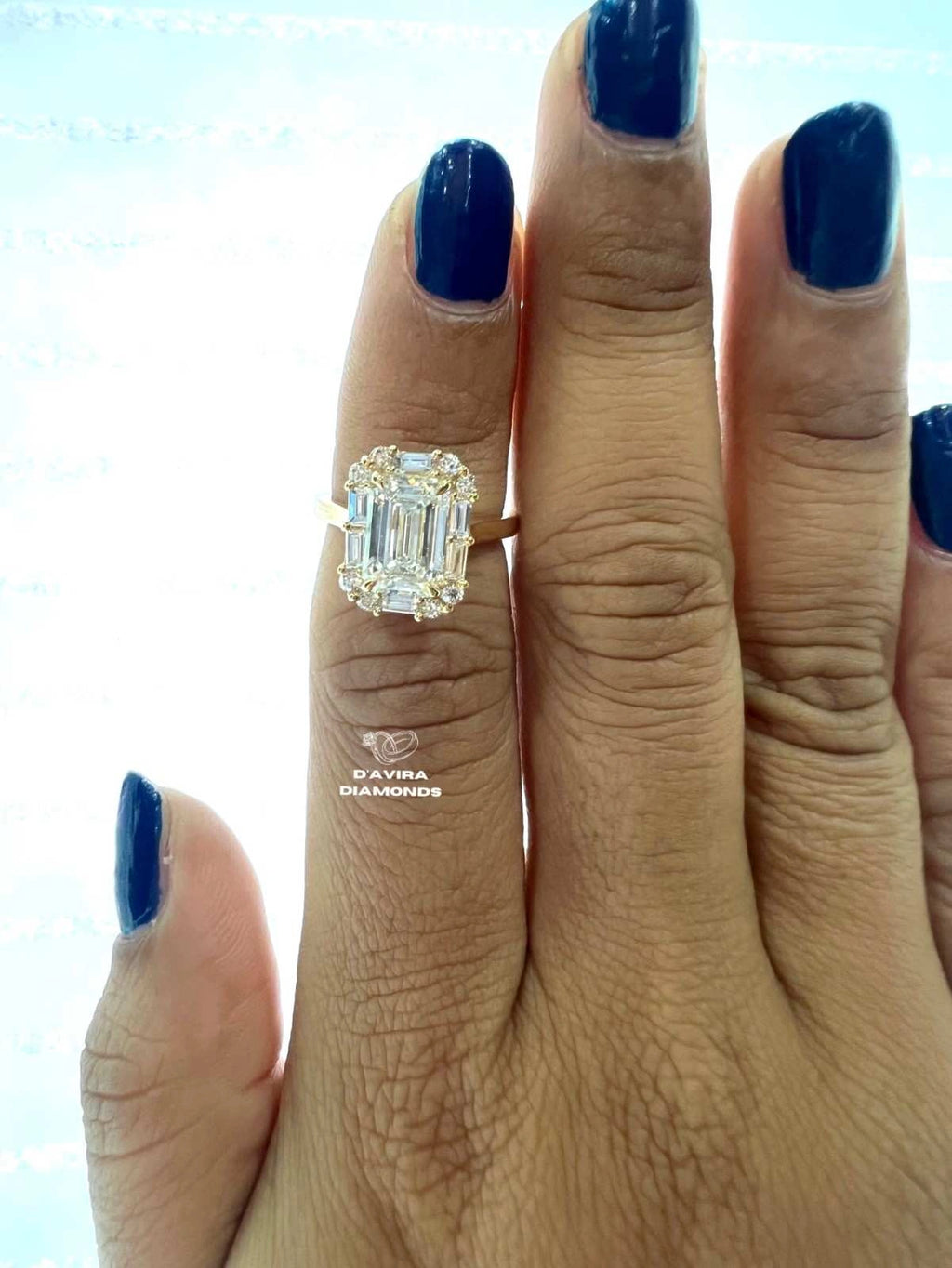 Hidden Halo Emerald Cut Lab Diamond Ring