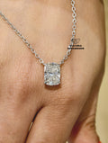 front view of the elongated cushion cut necklace