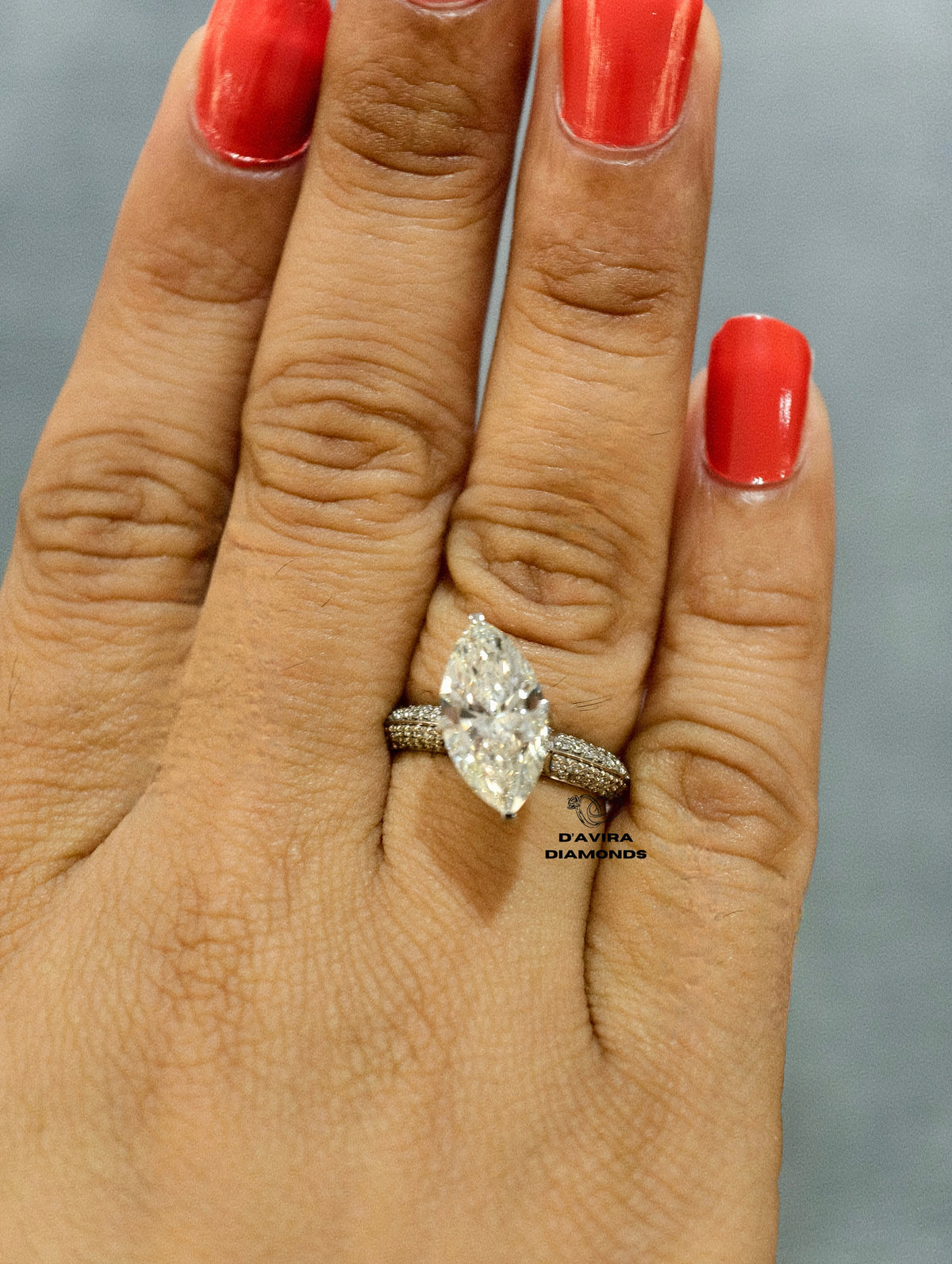 front view of the marquise cut ring 