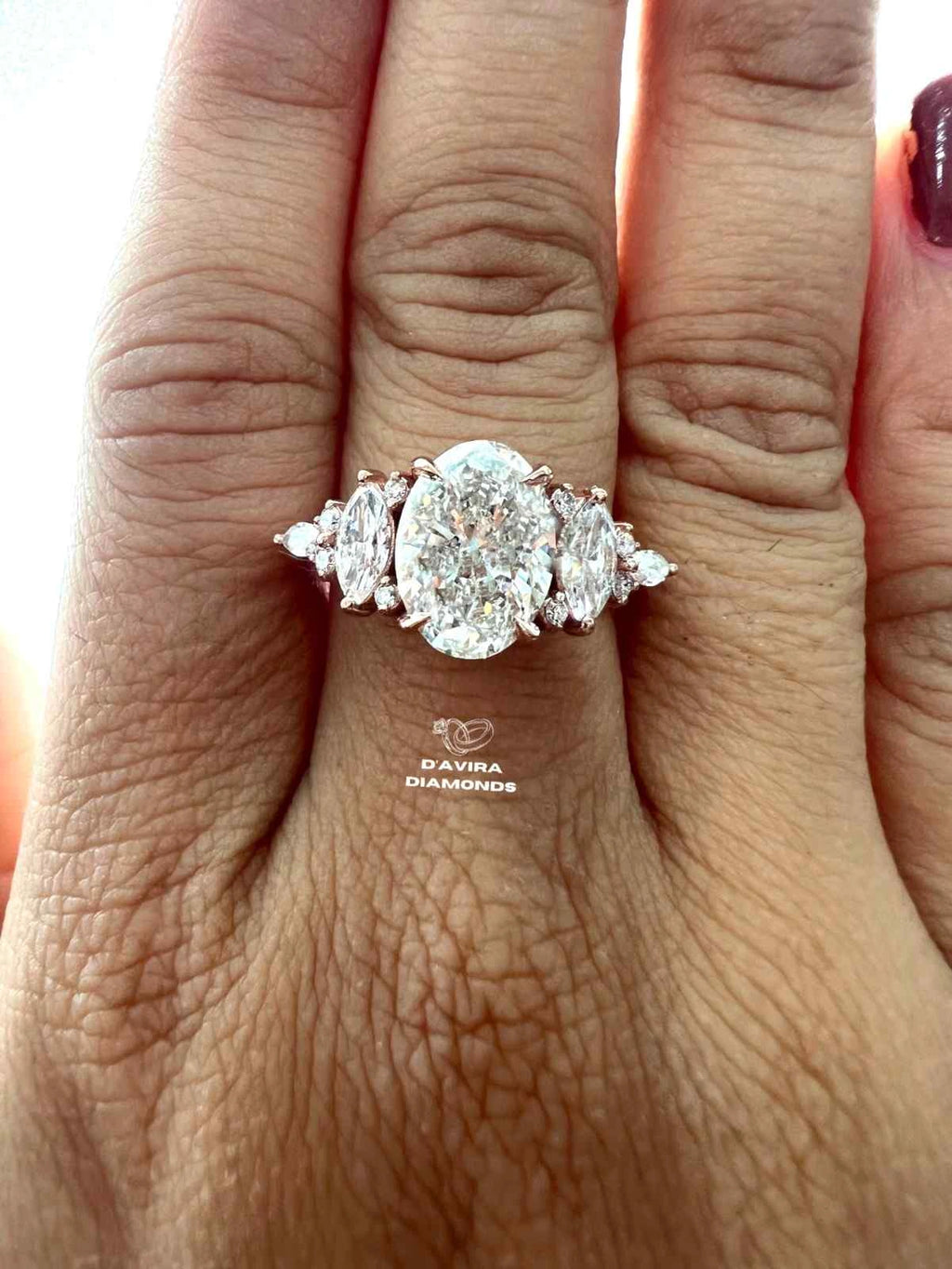 Accented Oval Cut Split Shank lab Diamond Ring