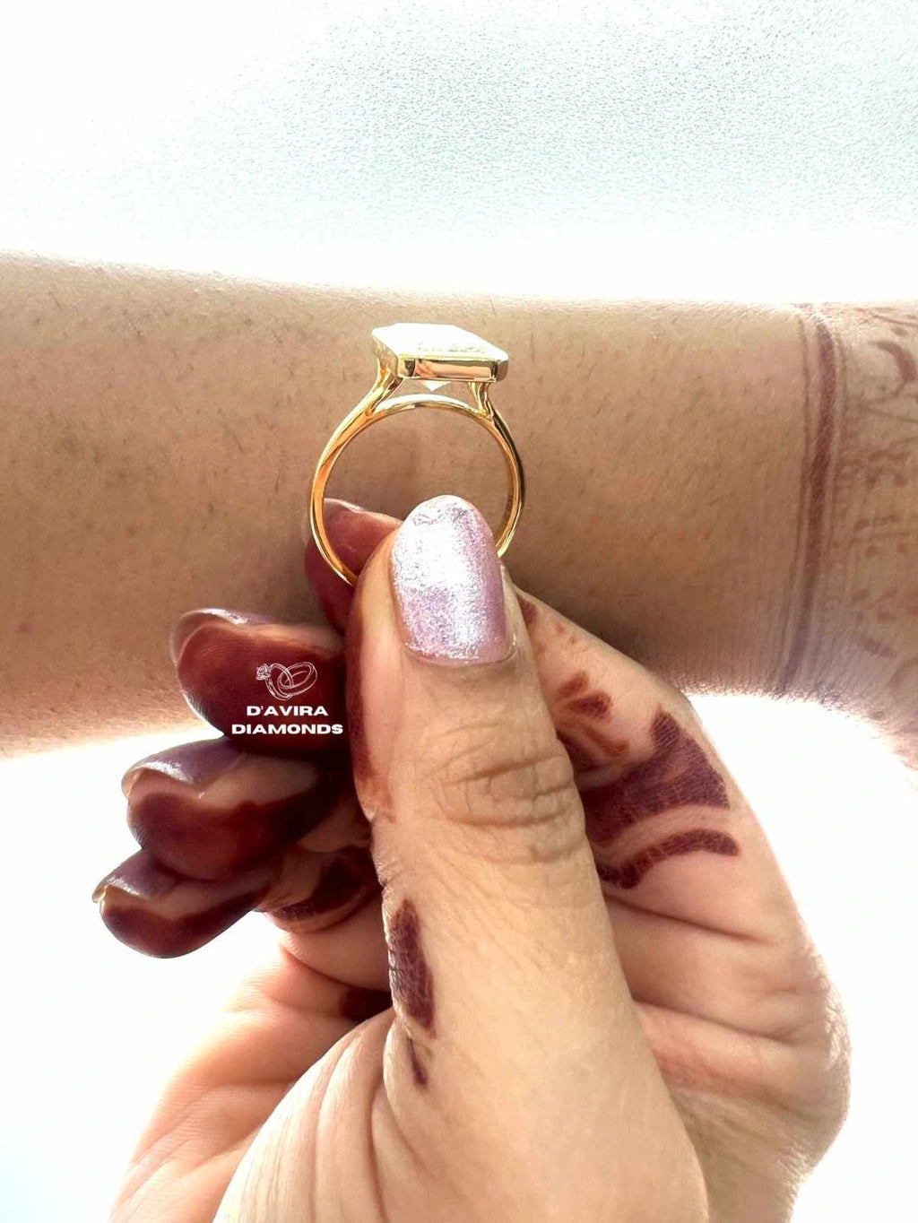 Radiant Cut Bezel Set Lab Diamond Engagement Ring