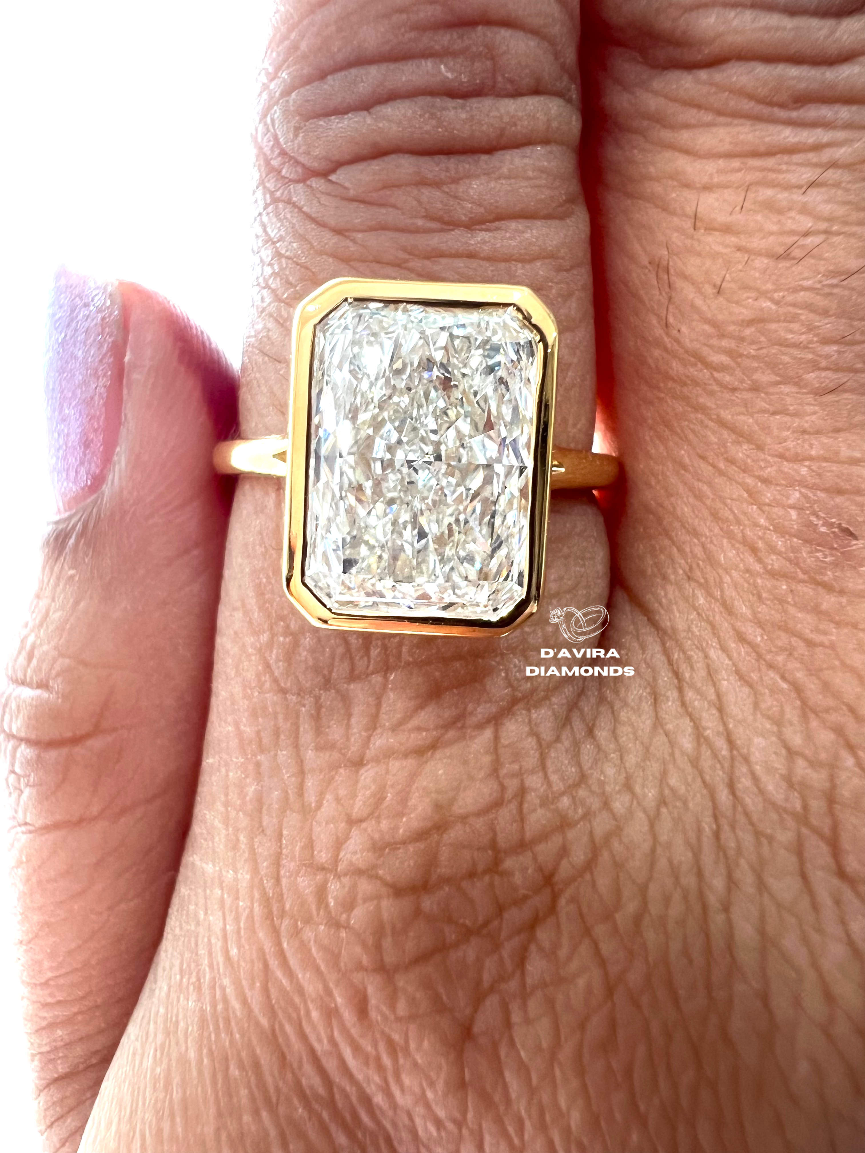 Radiant Cut Bezel Set Lab Diamond Engagement Ring