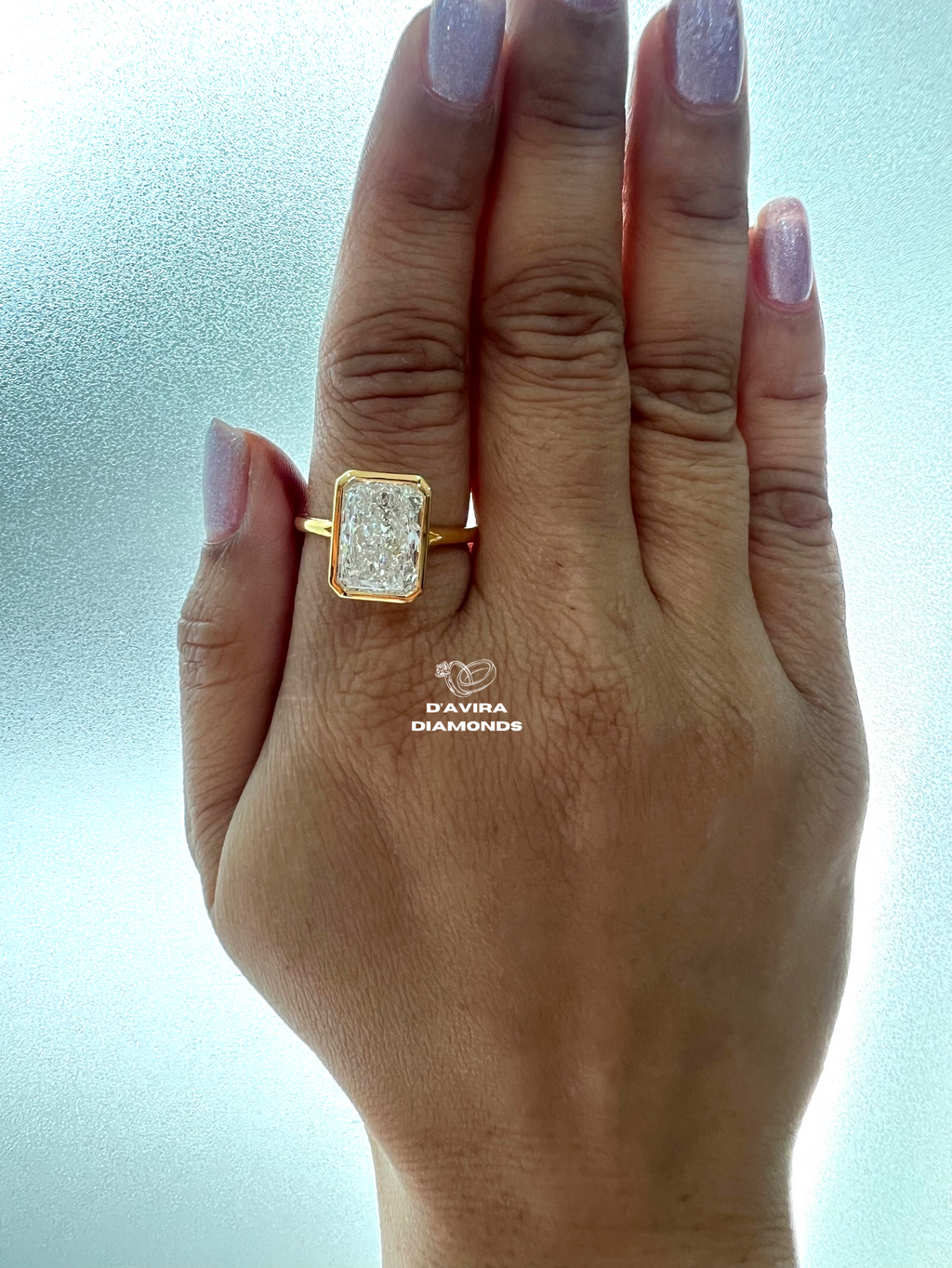 Radiant Cut Bezel Set Lab Diamond Engagement Ring