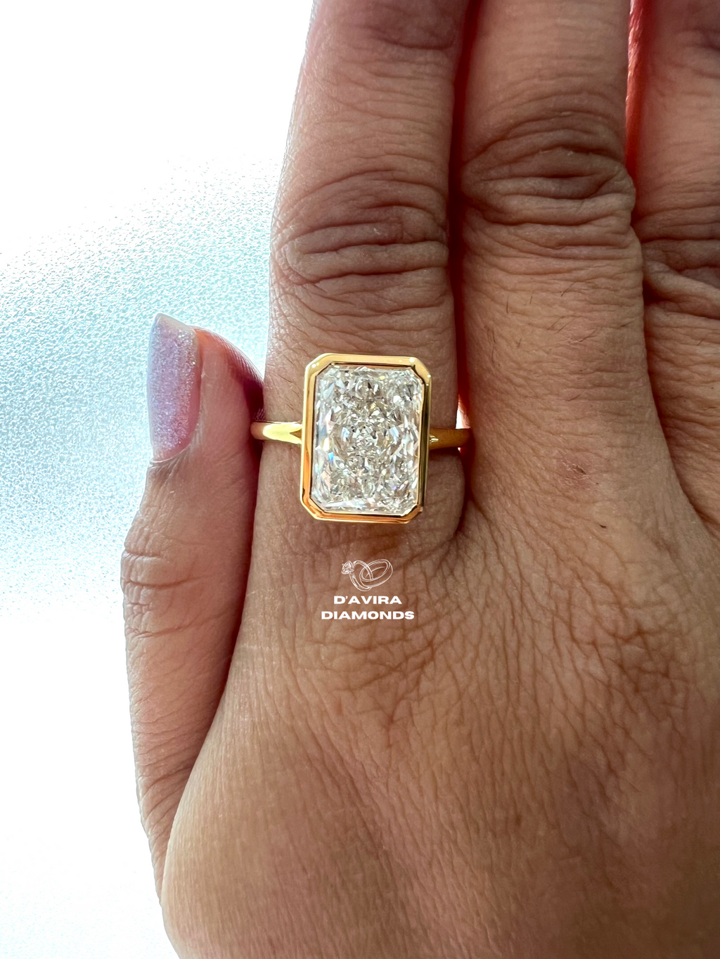 Radiant Cut Bezel Set Lab Diamond Engagement Ring