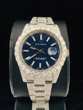 Custom diamond Rolex Oyster Perpetual Date just 41mm luxury watch with blue face