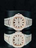 41MM Rose Gold Plated Iced Black Bar Moissanite Watch