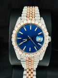 41MM White Bar Blue Dial Moissanite Watch for Men