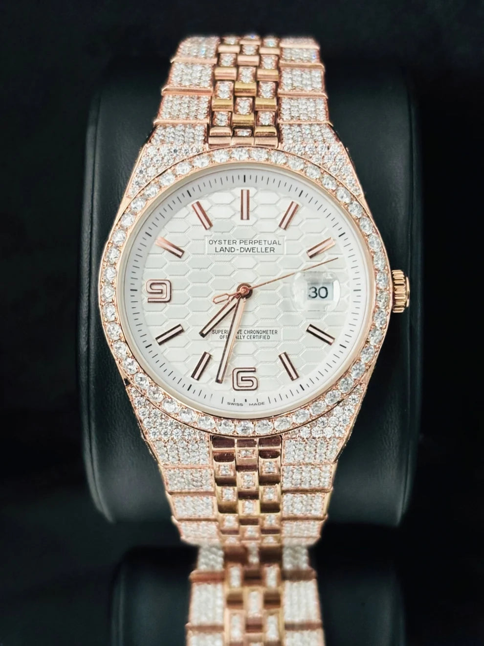 Fully Ice Out Jubelie Belt Moissanite Watch for Men's