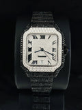 41MM White & Black Diamond Bust Down Moissanite Watch