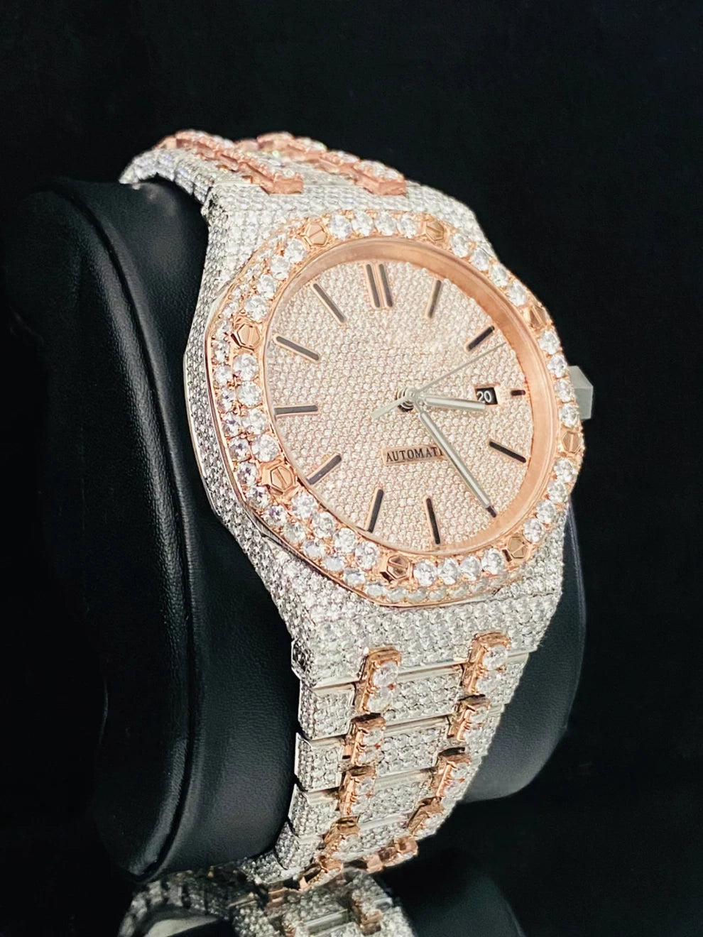 41 MM Dual Tone Fully Studded Hip Hop Moissanite Watch