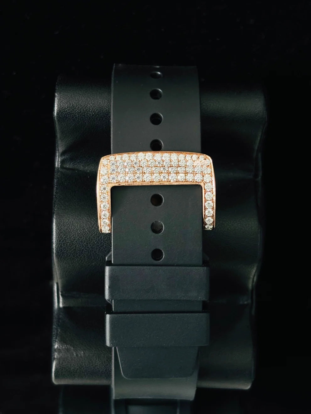 41MM Skull Dial Black Silicon Strap RM Moissanite Watch