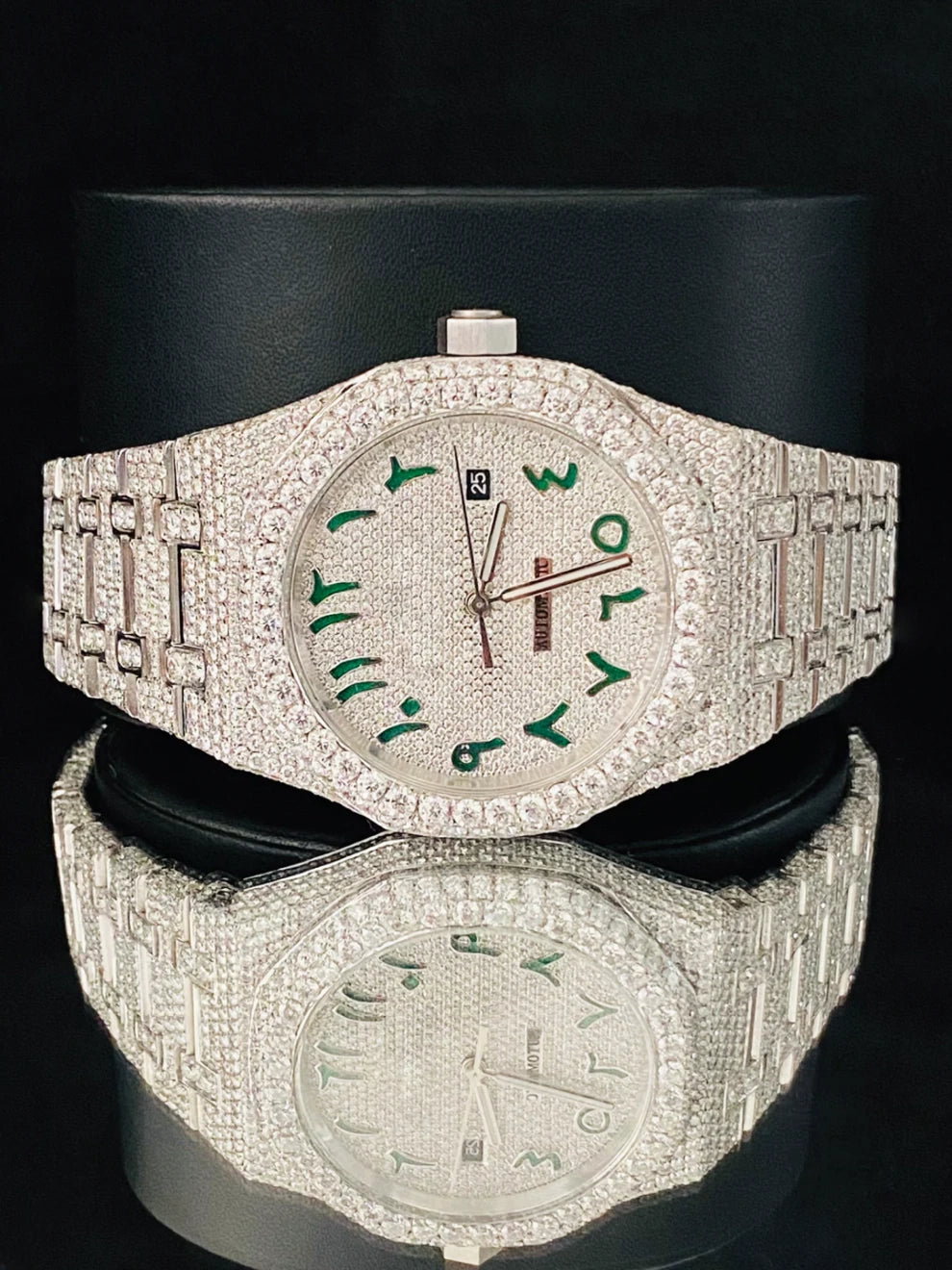 Arabic Dial Hip Hop Moissanite Diamond Studded Watch