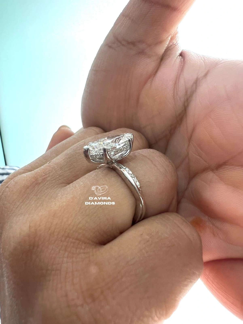 Solitaire Marquise Cut Hidden Halo Diamond Ring