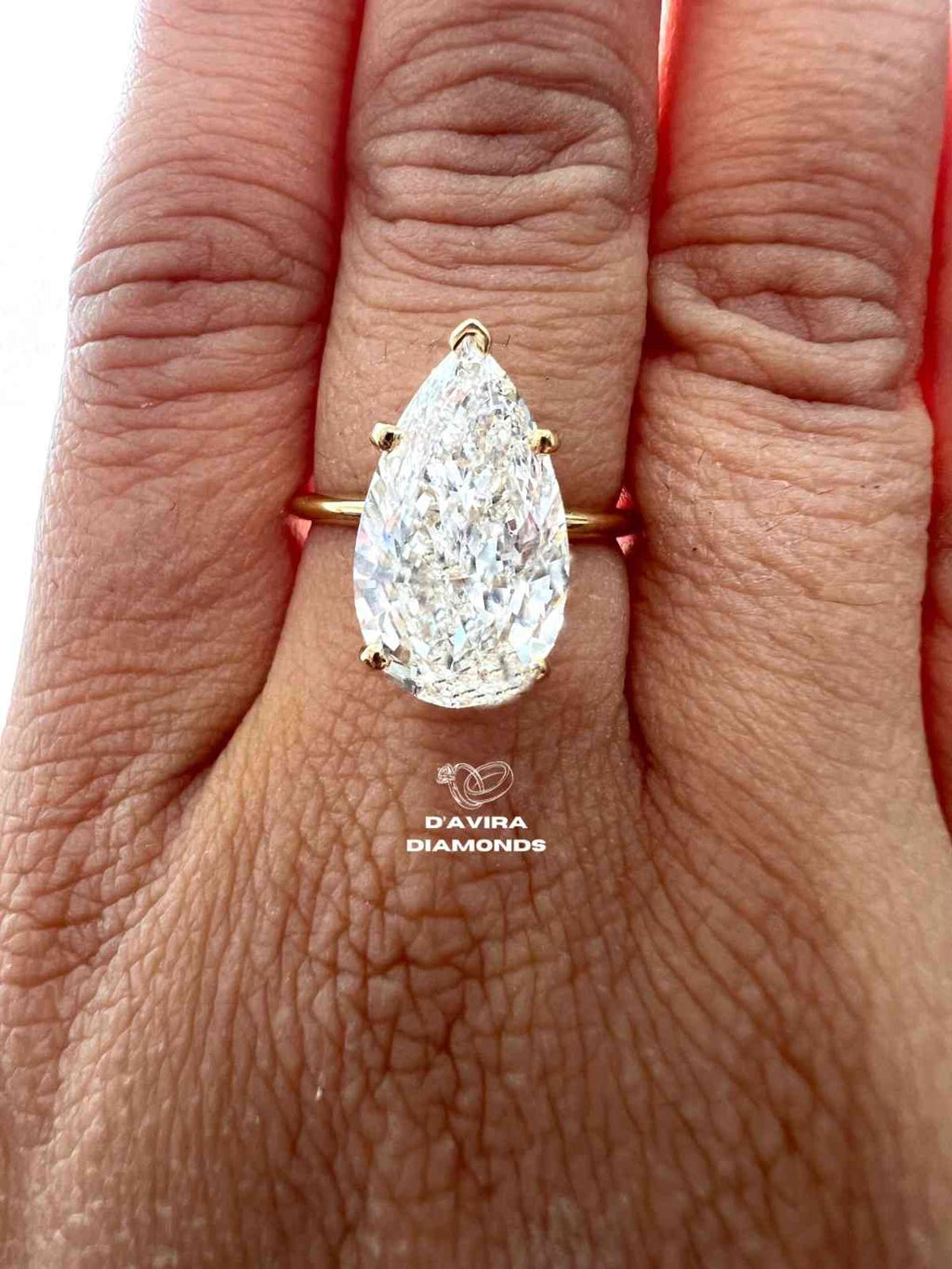 Pear Cut Hidden Halo Anniversary Ring