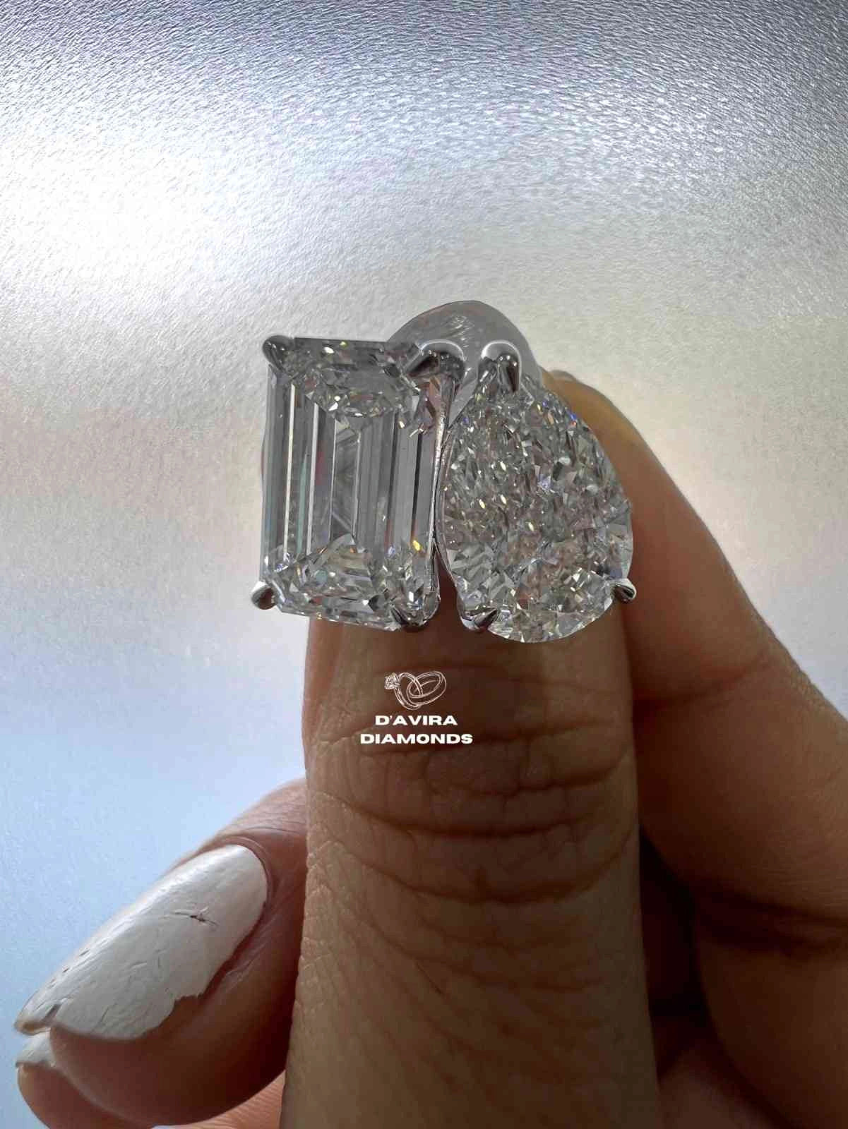 Toi Et Moi Pear And Emerald Cut Lab Diamond Engagement Ring