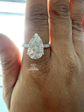 Solitaire Pear Cut Hidden Halo Lab Diamond Ring