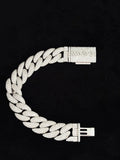 Front view of the Diamond iced out Cuban link chain bracelet with a custom pave Maybach clasp