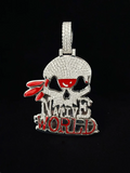 front view Iced out skull pendant with red bandana and Native World logo