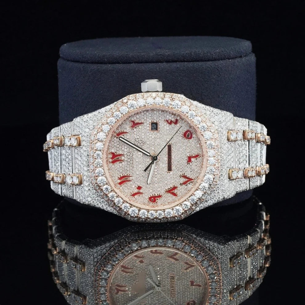 Fully Iced Out Arabic Dial VVS Moissanite Diamond Watch
