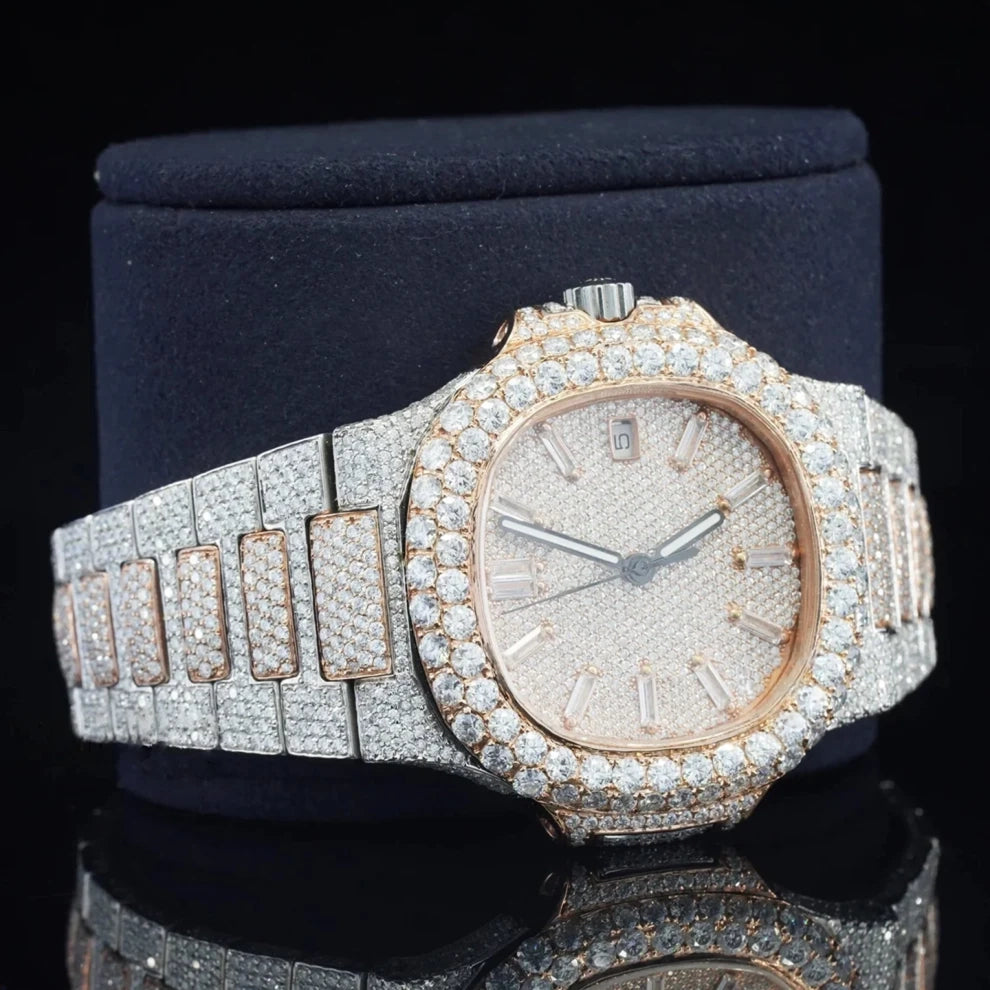 Stainless Steel Wrist VVS Moissanite Diamond Watch