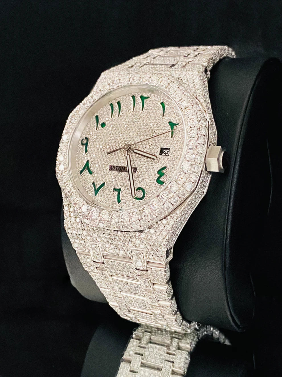 Arabic Dial Hip Hop Moissanite Diamond Studded Watch