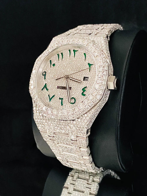A side view AP Fully Studded Moissanite Diamond Watch for Men's