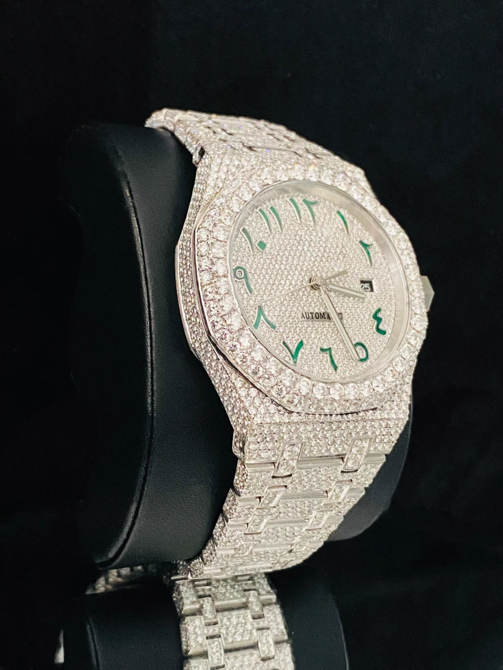 Arabic Dial Hip Hop Moissanite Diamond Studded Watch