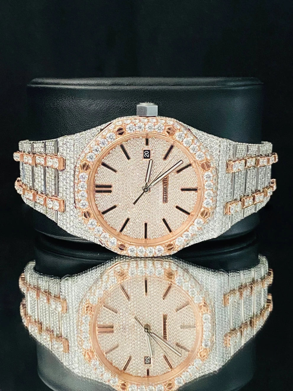 41 MM Dual Tone Fully Studded Hip Hop Moissanite Watch