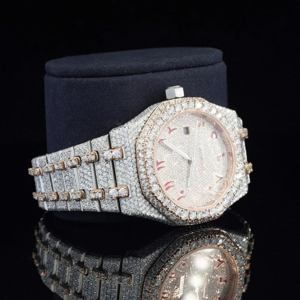 Fully Iced Out Arabic Dial VVS Moissanite Diamond Watch