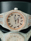 Two Tone Arabic Number Fully Iced Out Moissanite Watch