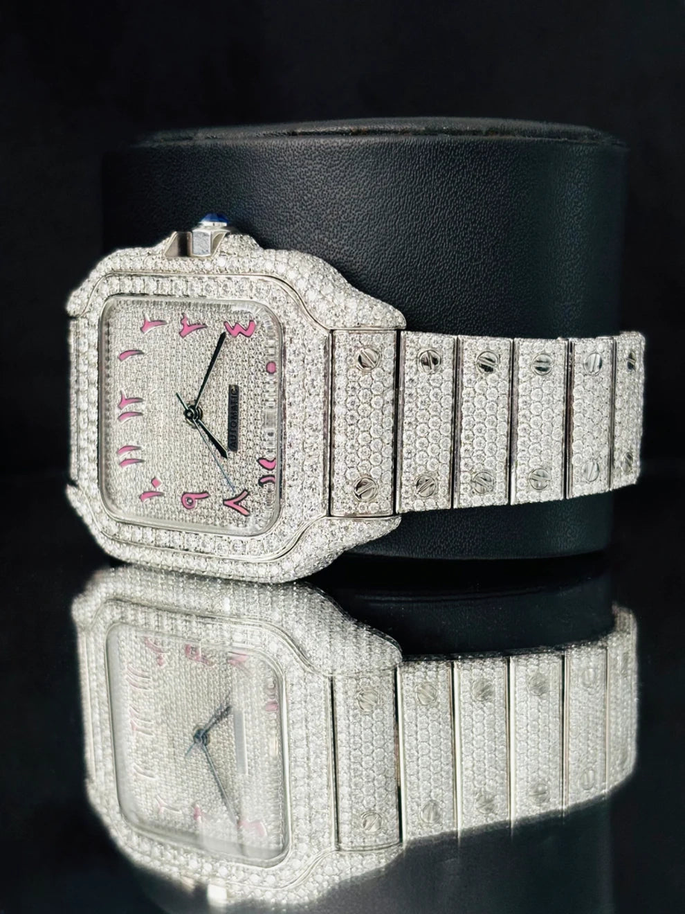 41MM Arabic Number Fully Iced Out Moissanite Watch For Men