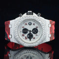 Red Army Silicone Belt Bling Fully Iced Out Diamond Watch