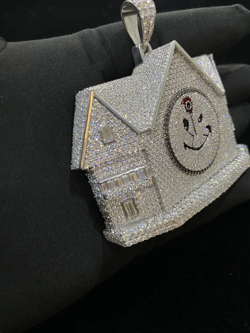 Diamond iced out trap house pendant necklace jewelry