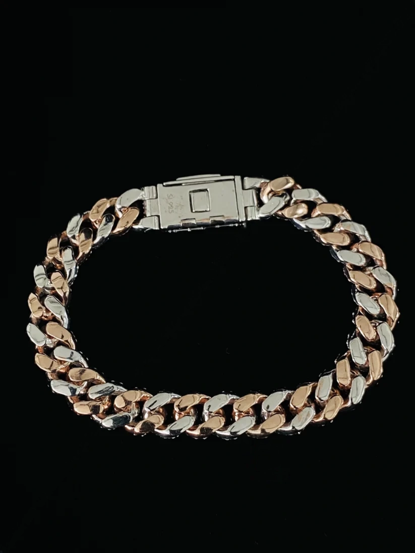 Men's iced-out Cuban link diamond bracelet