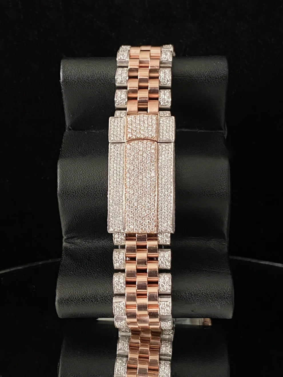 Luxury Two Tone Beige Dial Moissanite Iced Out Watch