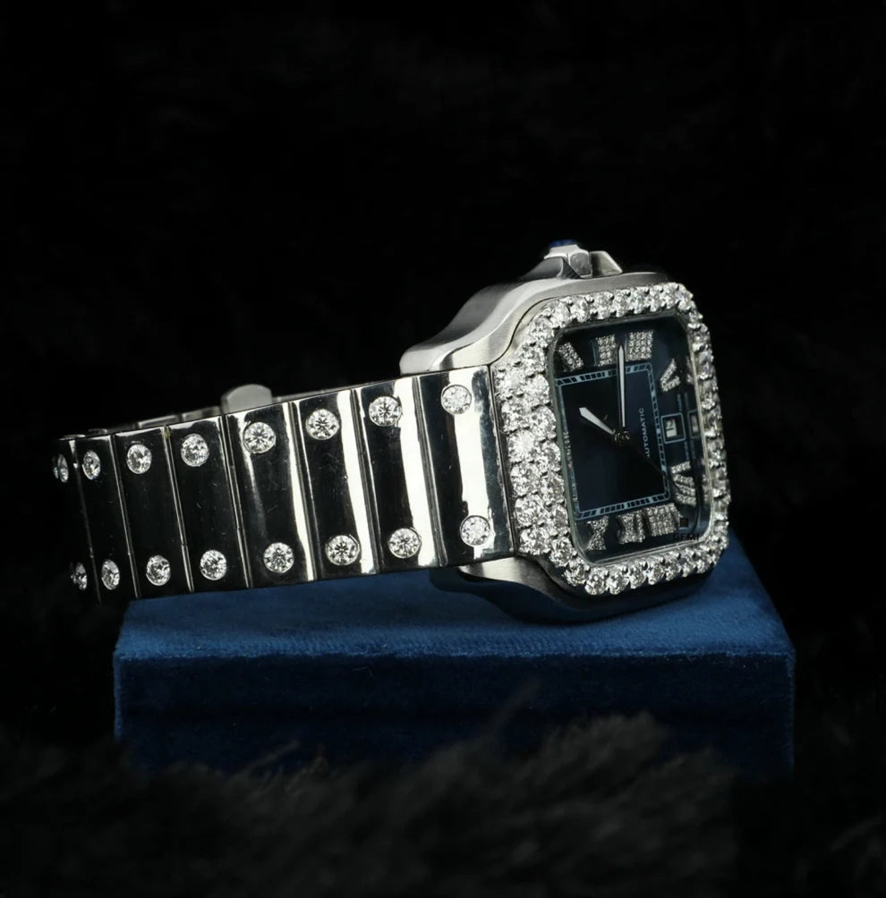 Luxury Men's Stainless Steel Iced Out Bezel Iced Watch