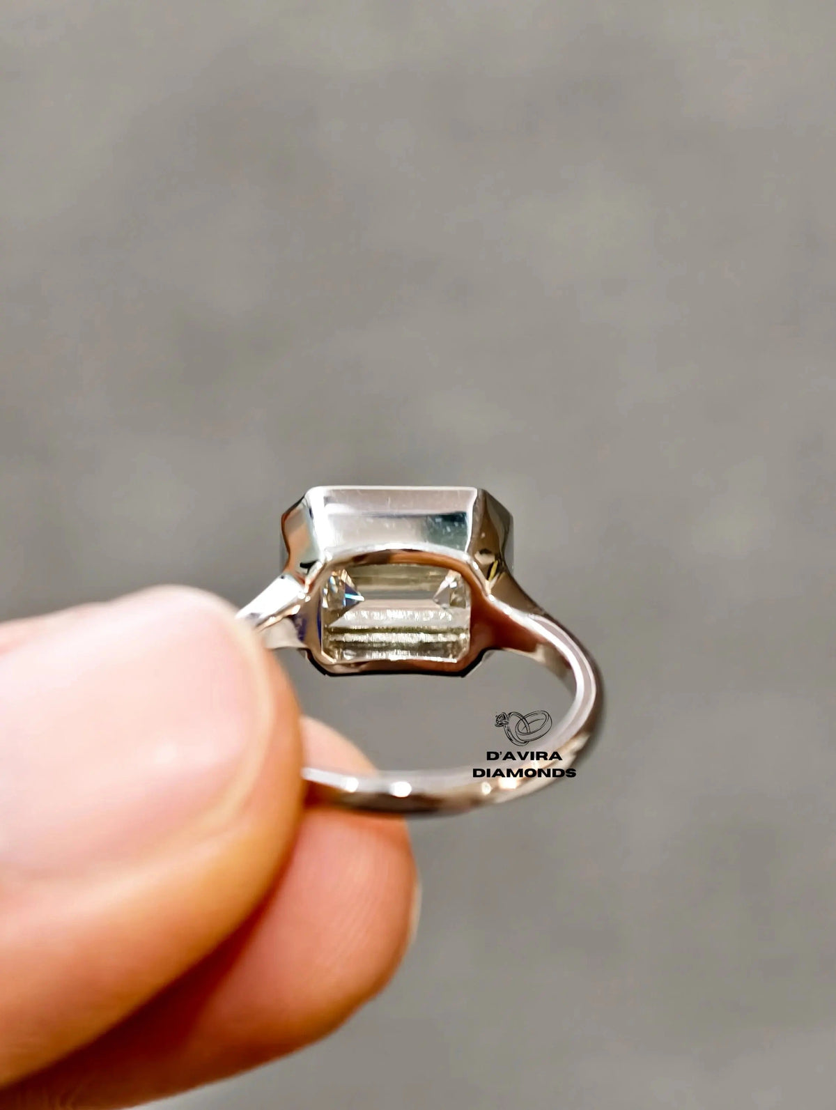 Back View of the lab grown diamond ring in white gold