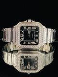 Luxury Men's Stainless Steel Iced Out Black Bezel Diamond Iced Watch