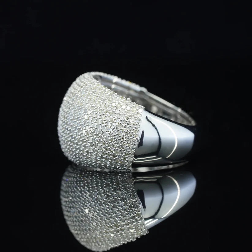 side view of the Micro-pave diamond dome statement ring 
