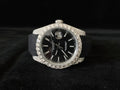 Big Bezel Black Dial Moissanite Watch With Black Silicon Strap