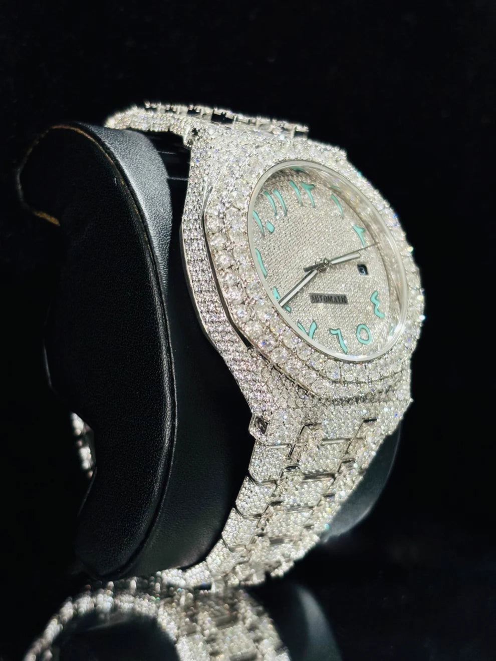 Arabic Dial Fully Iced Out VVS Moissanite Watch For Sale
