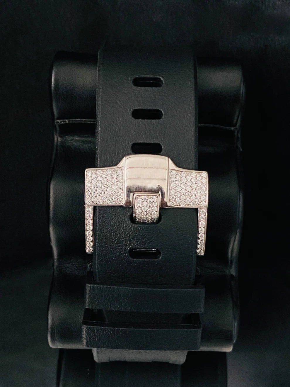 41MM Big Bezel Moissanite Watch With Black Silicon Strap