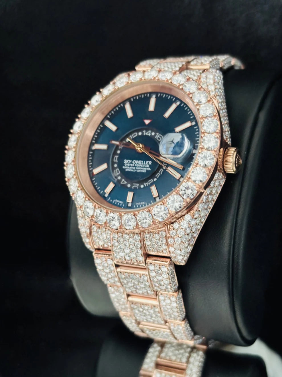 41MM Sky Dweller Big Bezel Stainless Steel Moissanite Watch