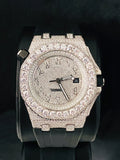 41MM Big Bezel Moissanite Watch With Black Silicon Strap