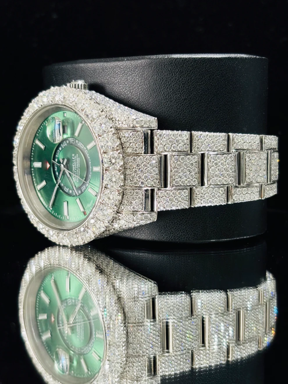 41MM Olive Green Sky Dweller Dial Moissanite Watch
