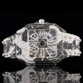 Bicolor Zebra Print Black & White Moissanite Bust Down Watch