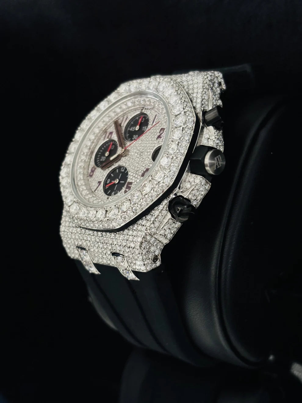 Studded Multi Chronograph Dial Moissanite Diamond Watch