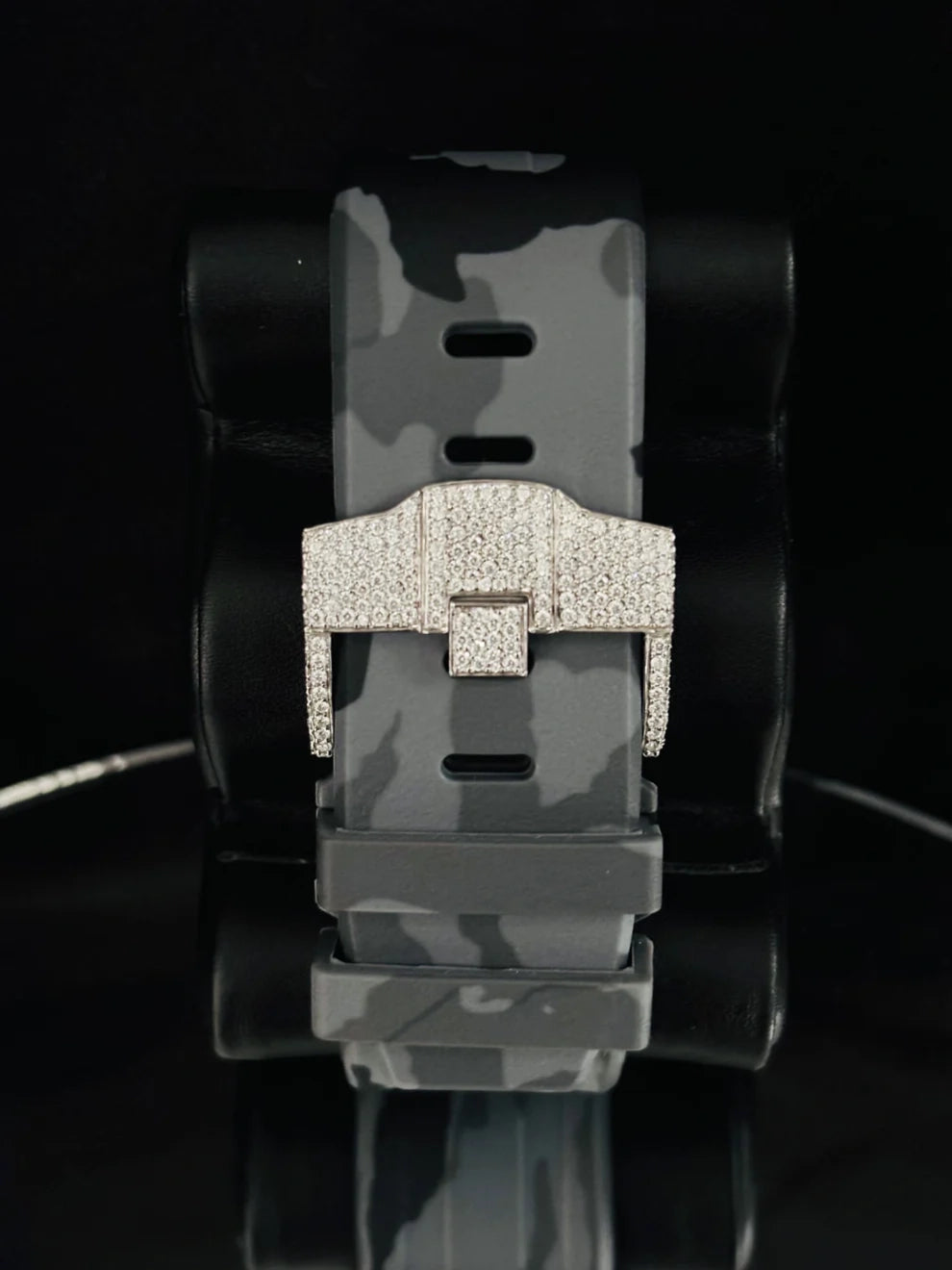 Military Silicon Strap Chronograph Moissanite Diamond Watch
